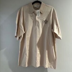 Slazenger Polo Shirt Mens Medium Tan New Vinoy Club 1925 Crest Cotton Pique